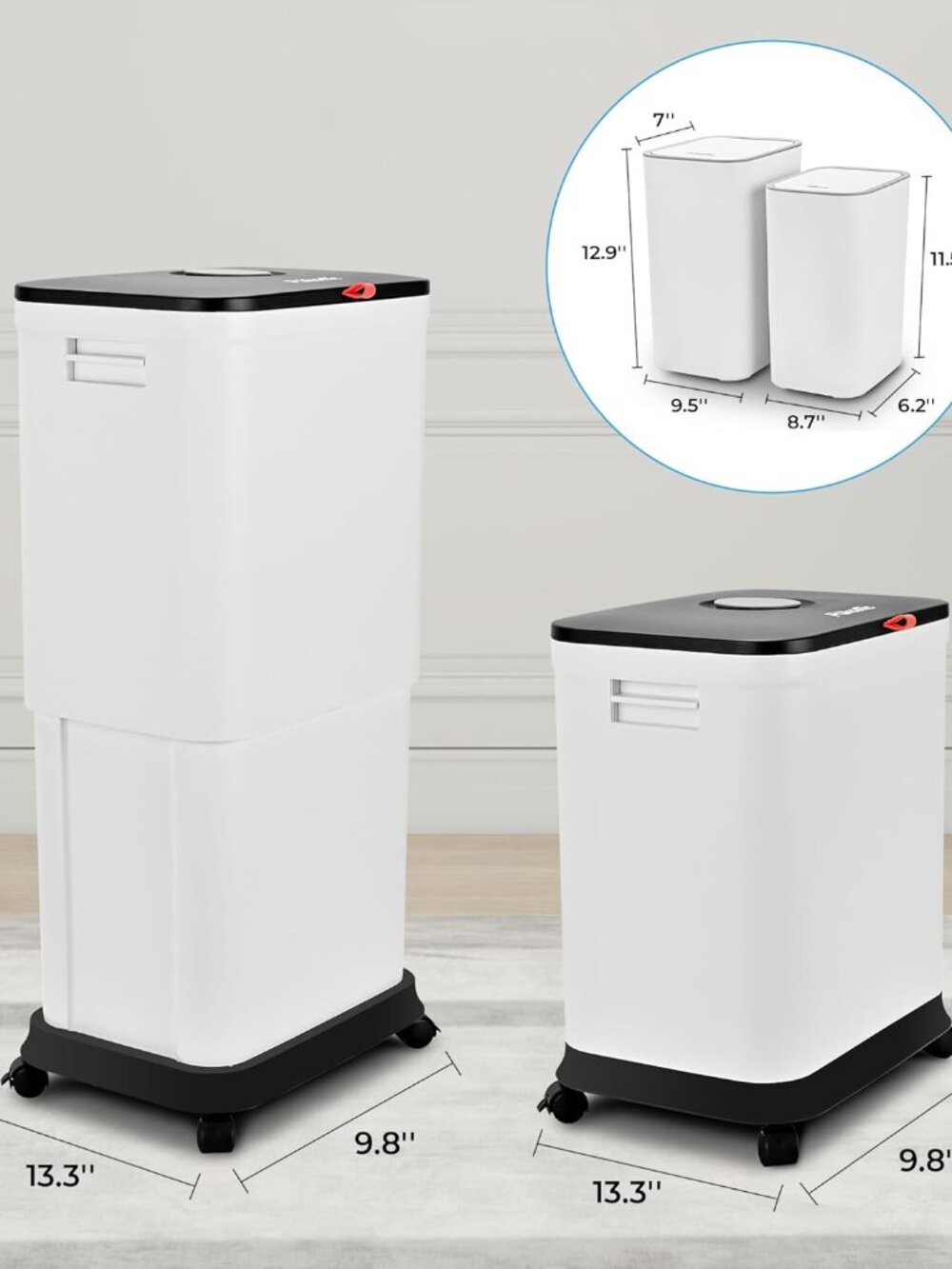 Pukumc Telescoping Kitchen Trash Can with Lid, 20L to 45L Adjustable Capacity - Picture 2 of 8